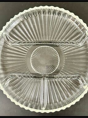 Vintage Clear Glass Divided Serving Platter - Elegant Home Dining